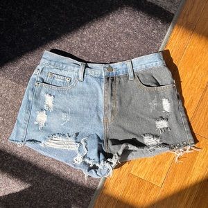 Clara Story two tone denim shorts
